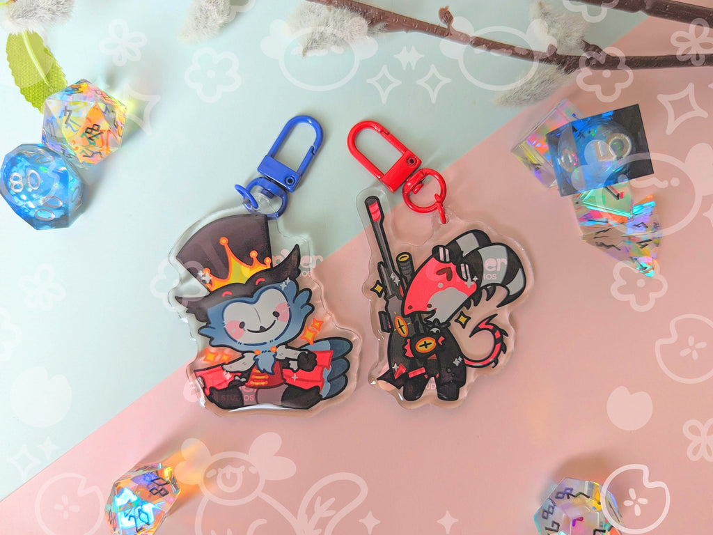 Helluva Boss Inspired Keychain | 2.3" Charms ft. Blitzo & Stolas, Stolitz