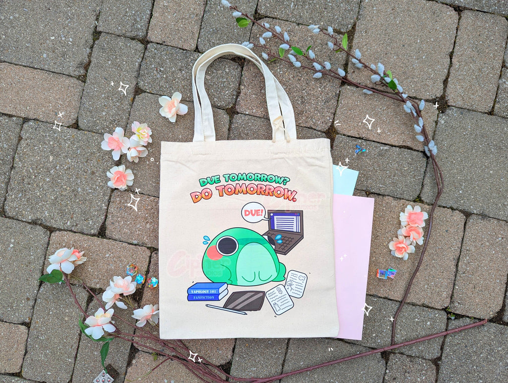 DUE TOMORROW DO TOMORROW FROGGY TOTE BAG