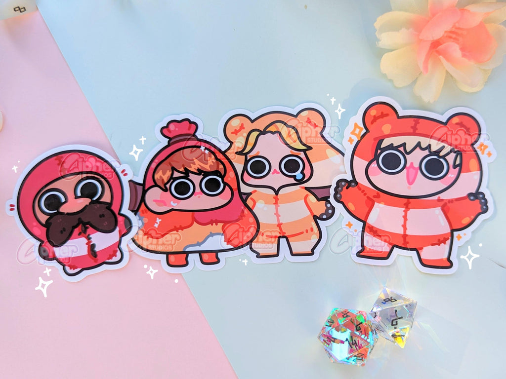 Frog Outfits Senshi, Chilchuck & Marcille, and Laois Dungeon Meshi, Delicious in Dungeon Stickers