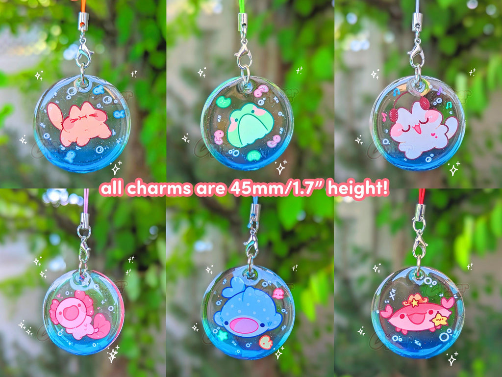 Bubble Friends Mini Phone Charms! [Ft. Whale, Music Cat, Froggo, Axolotl, Crab, Orange Cat]