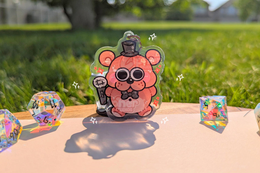 FNAF Inspired Keychain | 2.3" Charms ft. Freddy Fazbear, Chica, Bonnie, Foxy, Sun, Moon, Springtrap & Buff Helpy