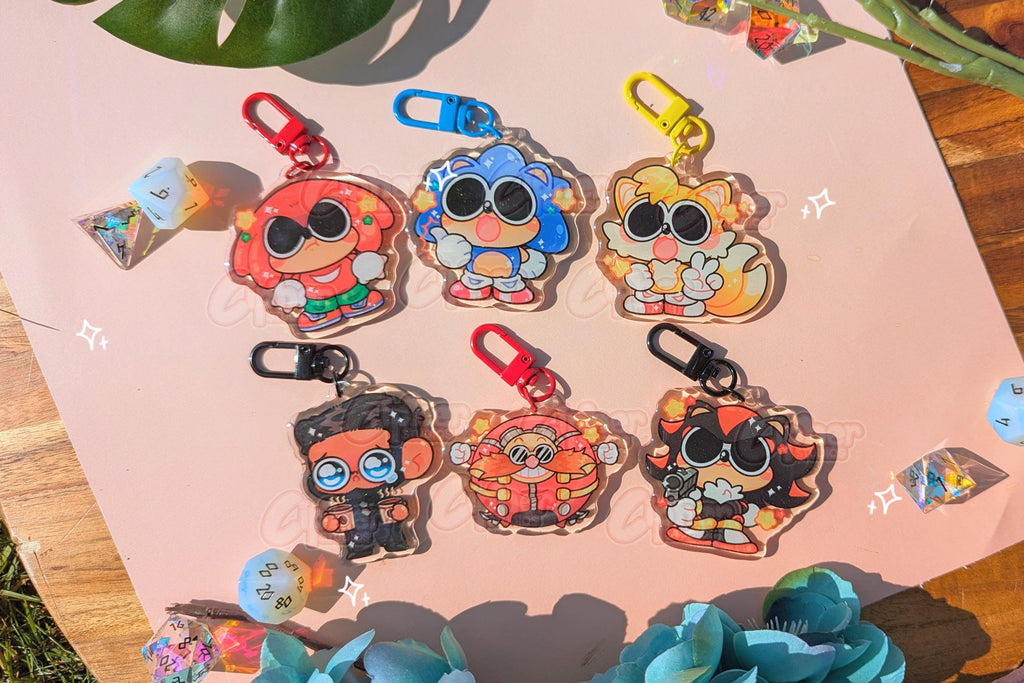 SONIC Inspired Keychain | 2.3" Charms ft. Sonic, Shadow, Tails, Knuckles, Eggman & Agent Stone