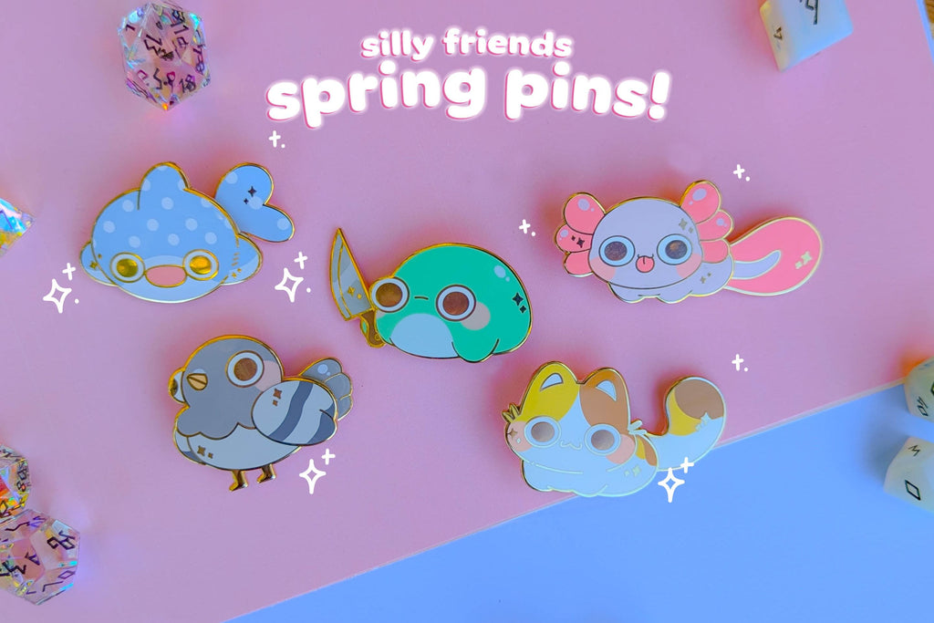 SPRING PINS || Moveable Silly Friends ft. Flynn the Frog, Aiden the Axolotl, Wamu the Whale, Pete the Pigeon, and Killian the Calico