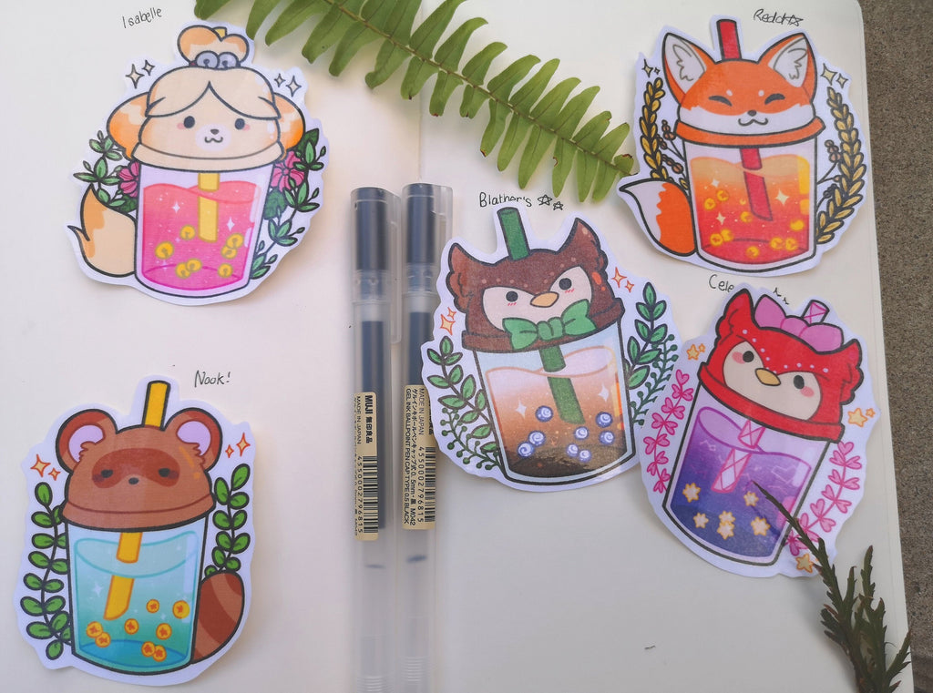 Animal Crossing NPC Boba Tea Stickers