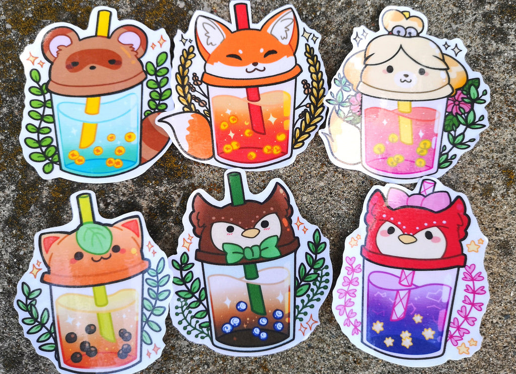 Animal Crossing NPC Boba Tea Stickers