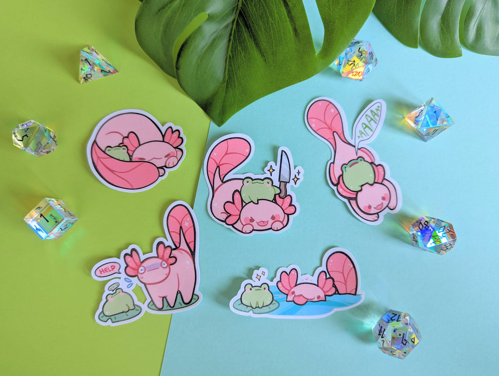 Axolotl & Frog Friend Stickers! [Ft. Aiden and Flynn!] Best Friends