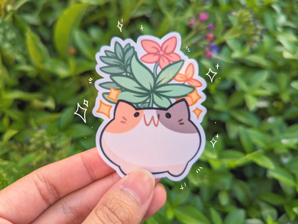 Cute Animal Planter Stickers [Ft. Calico, Whale, Axolotl, Frog!] Succulents, Herbs, Florals