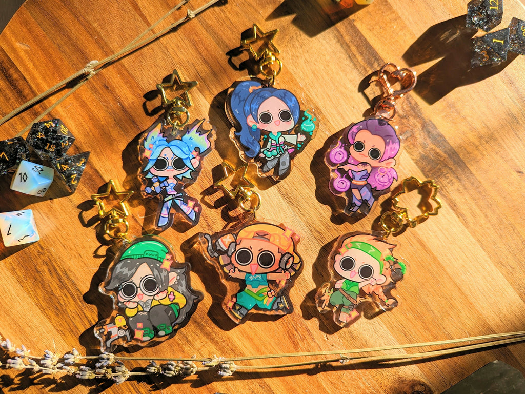 VALORANT Keychain | 2.3" Charms ft. Reyna, Sage, Neon, Skye, Raze, Killjoy, & Gekko