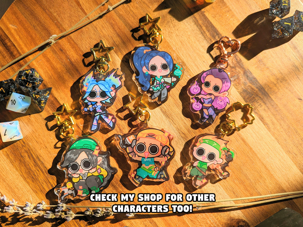 Valorant Acrylic Charm! [Ft. Reyna, Sage, Jett, Skye, Chamber, Omen, Killjoy, Gekko, Raze, Neon]